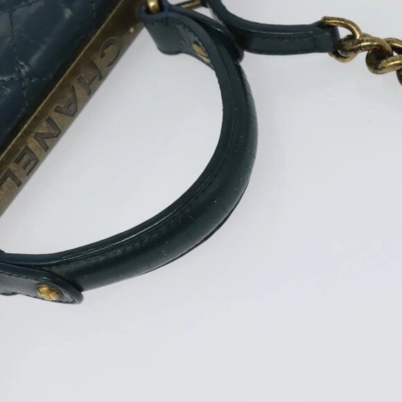 CHANEL Matelasse Chain Shoulder Bag Leather 2way Green Gold CC Auth 125767 - Picture 8 of 14